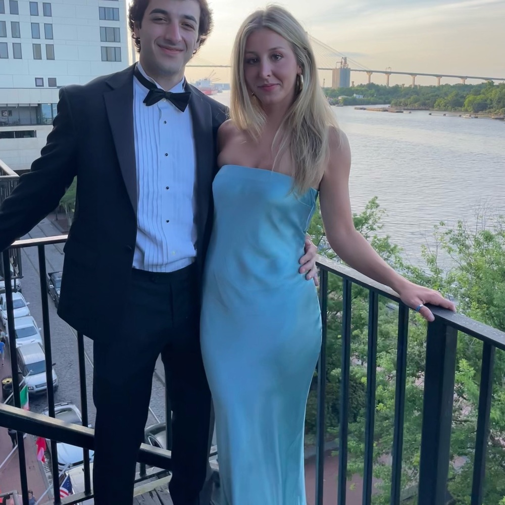 moon dance strapless dress in sea spray